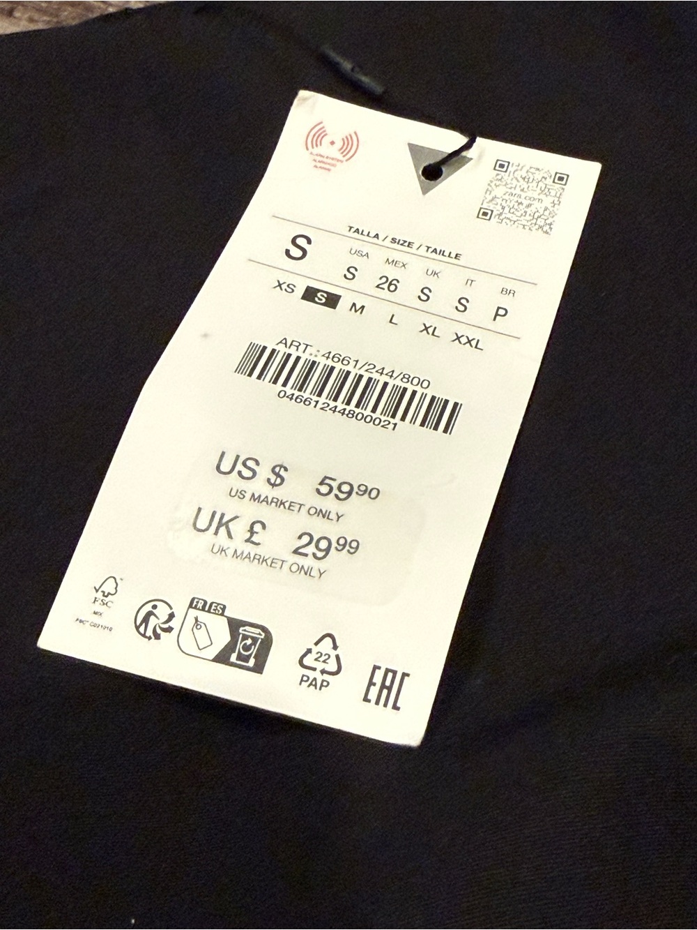 NWT Zara Black and White Asymmetric Combined Satin Mini Dress Small - Picture 7 of 7